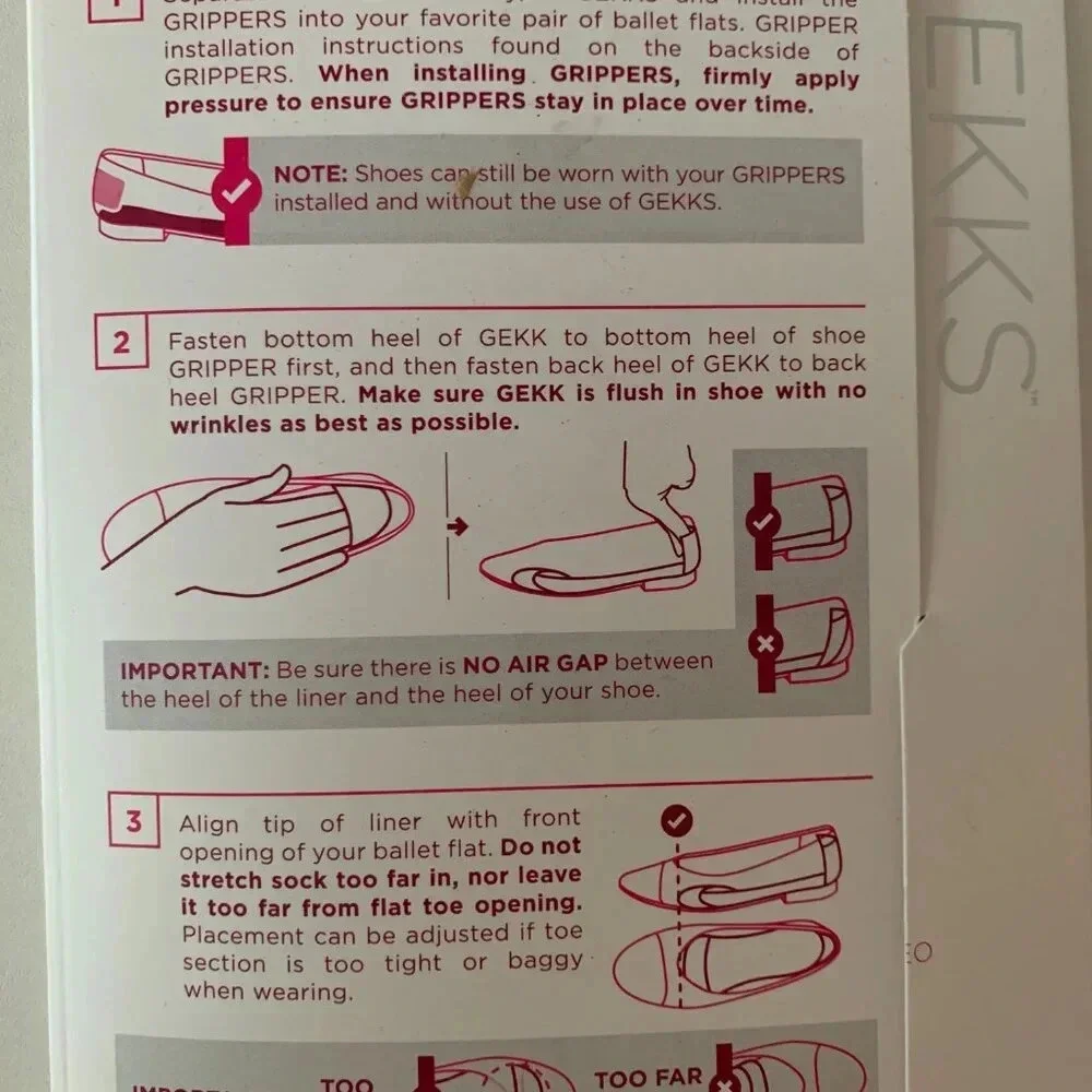 NWT Gekks Black Ballet Flats Shoe Insoles Large 9-11.5 Antimicrobial Breathable
